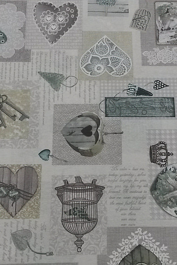 Decorative fabric HEART SHABBY green