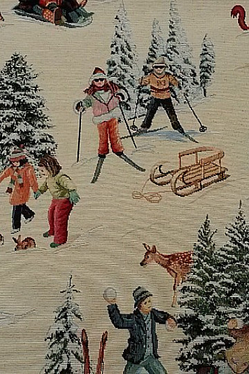 Tapestry tablecloth, scarf SKIERS