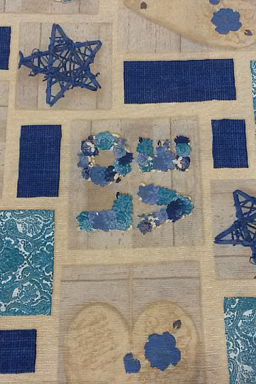 Decorative fabric LOVE CHRISTMAS blue