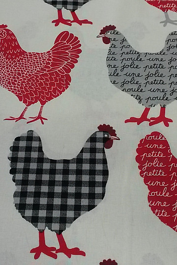 Decorative cotton fabric CHICKENS