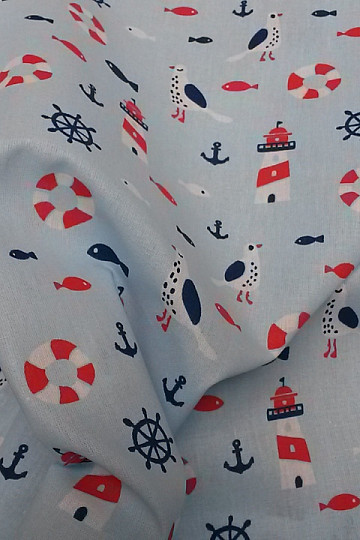 Decorative fabric LIGHTHOUSES blue