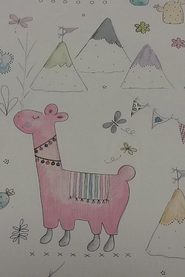 Children decorative fabric LAMA pink