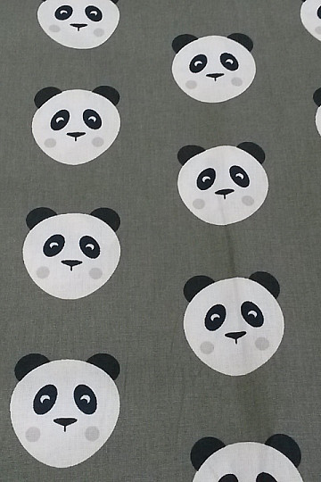 Cotton fabric  PANDA olive green