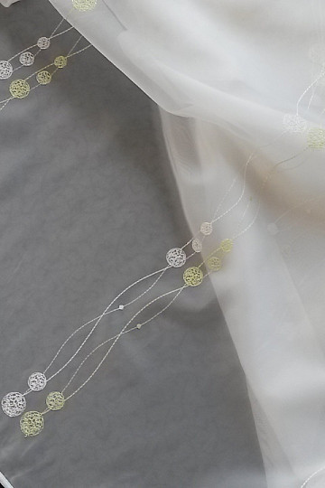 Voile curtain with embroidery green Gerster 11115/00