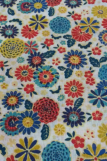 Cotton fabric MISAKI flowers cream