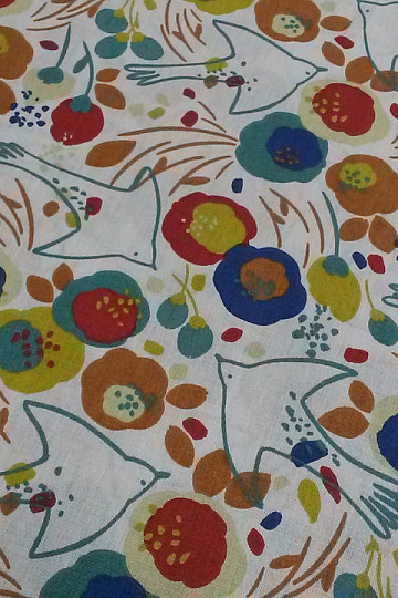 Cotton fabric BIRDS AND FLOWERS