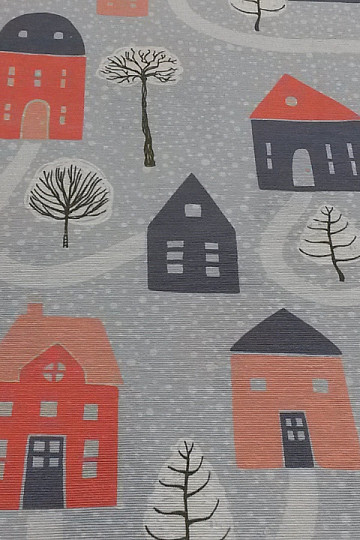 Decorative fabric  HOUSES blue