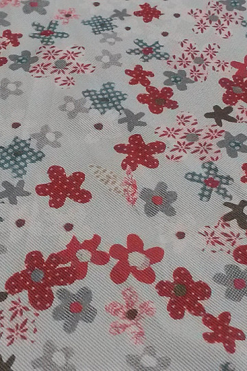 Children decorative fabric FLOWERS red