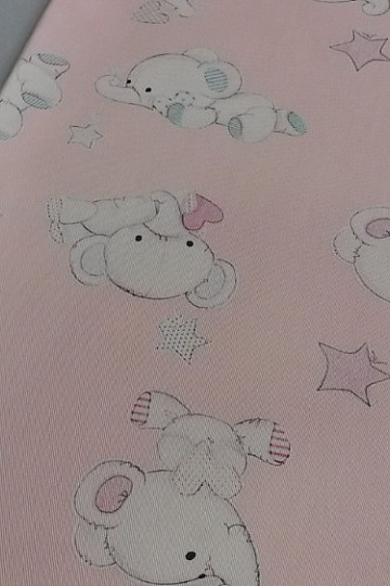 Children decorative fabric ELEPHANTS rose