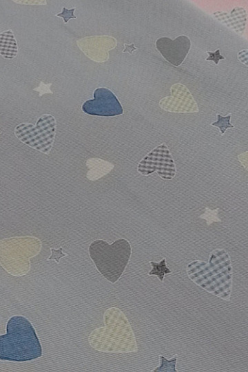 Children decorative fabric HEART blue