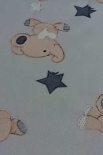 Children decorative fabric ELEPHANTS gray