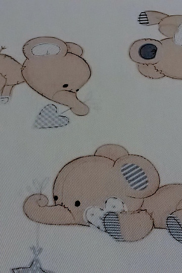Children decorative fabric ELEPHANTS creme