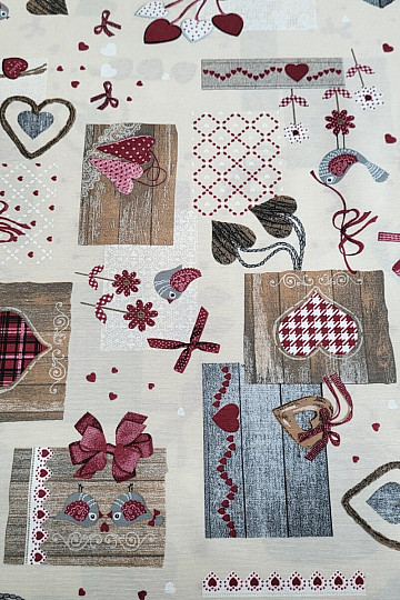 Decorative fabric TM PATCHWORK bordeaux red