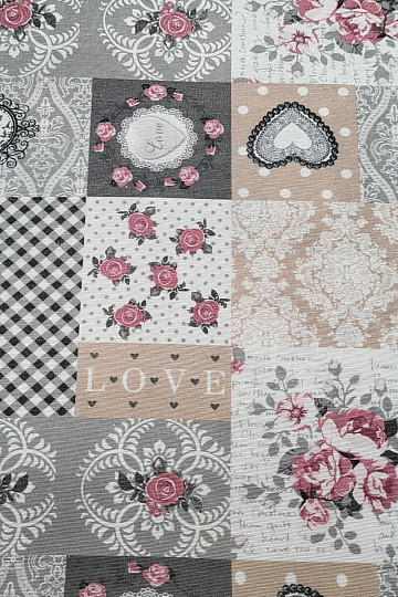 Decorative fabric LIA grey patchwork