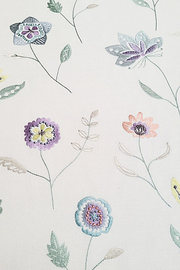 Embroidered decorative fabric with flowers RICHMOND purple