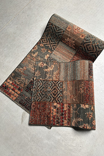 Luxurious woolen tread ROYAL PATCHWORK green