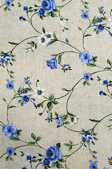 Decorative fabric Flowers RAME blue
