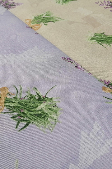 Decorative fabric LAVENDER bouquet LILAC