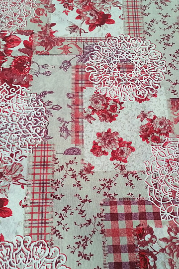 Decorative fabric CINTIA flowers red