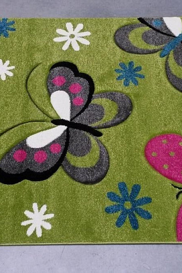 Children carpet BUTTERFLIES green