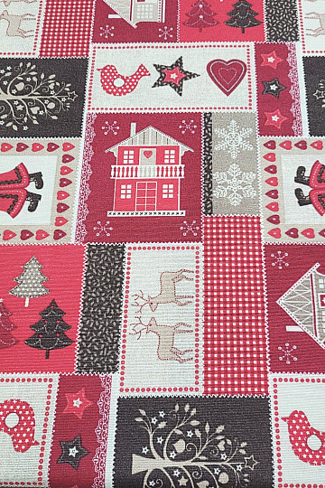 Christmas decorative fabric CHRISTMAS GIFT red-gray