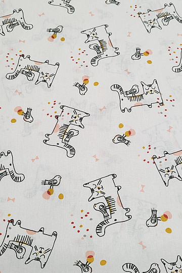 Cotton fabric CAT WITH BIRD