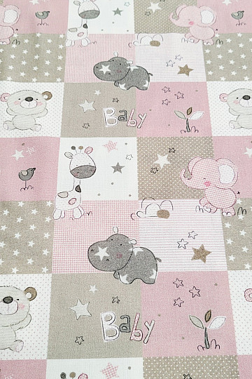 Cotton fabric BABY ZOO pink