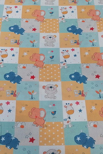 Cotton fabric BABY ZOO multicolored