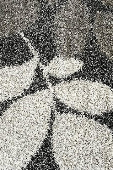 Piece carpet SHAGGY EXTRA gray leaves