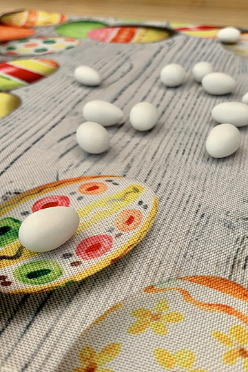 Christmas tablecloth and shawls Colorful Easter eggs