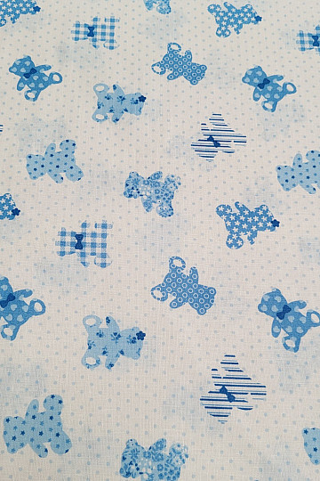 Cotton fabric BABY TEDDY blue