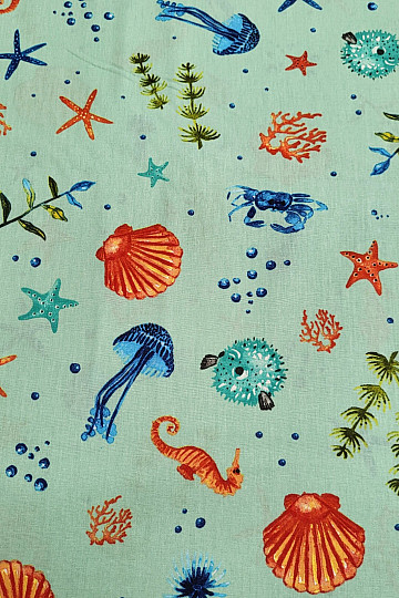 Decorative fabric SEAFOOD turquoise