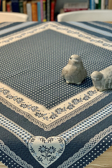 Tapestry tablecloth and shawl SELSKÁ JIZBA blue