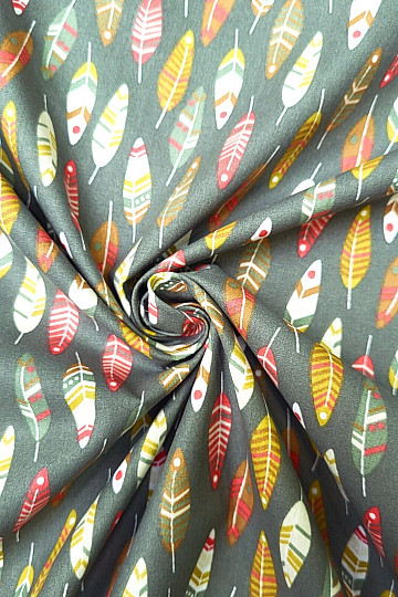 Cotton fabric RETRO FEATHER