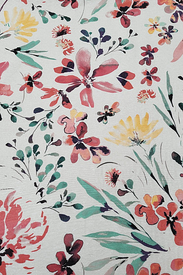 Decorative fabric ALENA red flowers