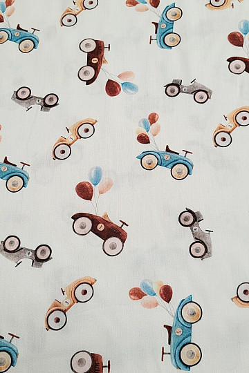 Childrens cotton satin CARS digital print