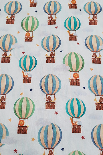 Children&#39;s cotton satin FLYING BALLOONS digital print