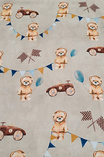 Children's cotton satin BEARS - RACE digital printing