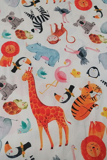 Children's cotton satin ZOO digital printing