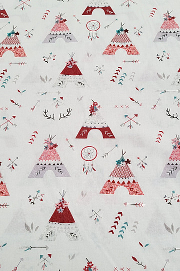 Cotton fabric INDIAN TEEPEES