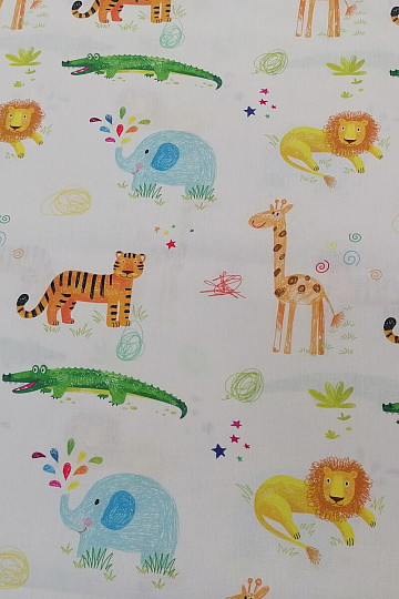 Cotton fabric JUNGLE DOODLE