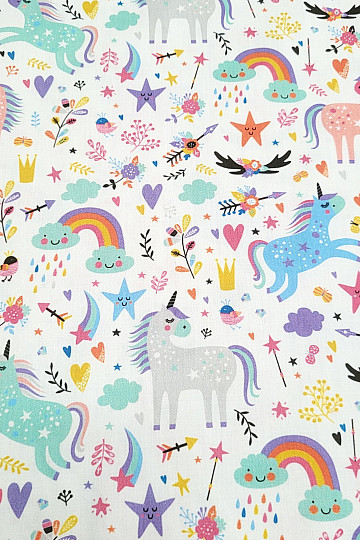 Children&#39;s cotton satin UNICORNS digital