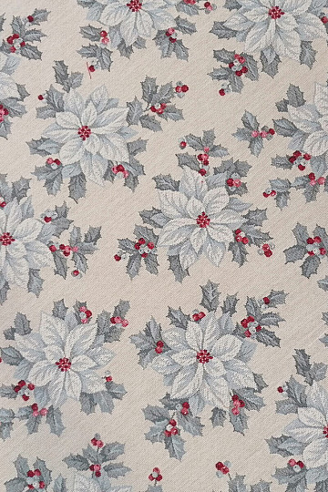 Decorative fabric CHRISTMAS POINSETTIA silver