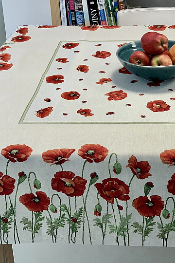 Tapestry tablecloth and scarf POPPIES