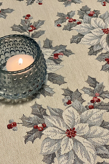Tapestry tablecloth, scarf CHRISTMAS STAR SILVER