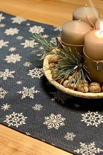 Gobelin tablecloth, scarf Blue flake