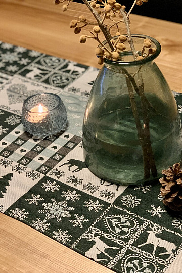 Tapestry tablecloth, scarf DEER GREEN