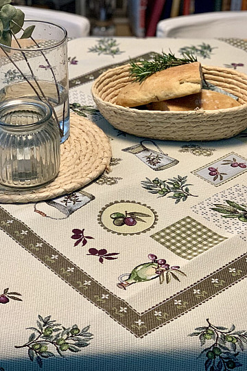 Tapestry tablecloth, OLIVE scarf