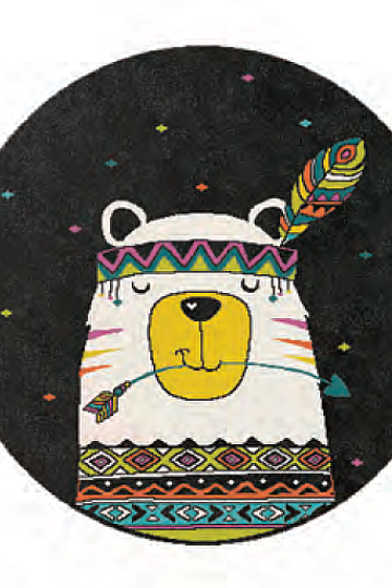 Children's round carpet PLAY bear
