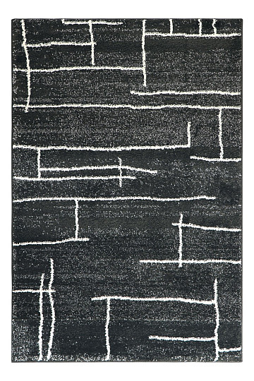 Piece carpet DOUX painting canvas lines dark gray